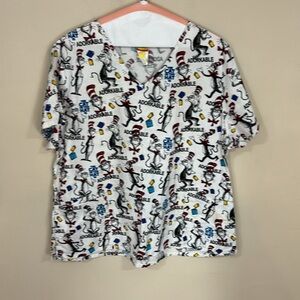 Dr Seuss Adorkable Cat in the Hat Scrub Top Size 2X